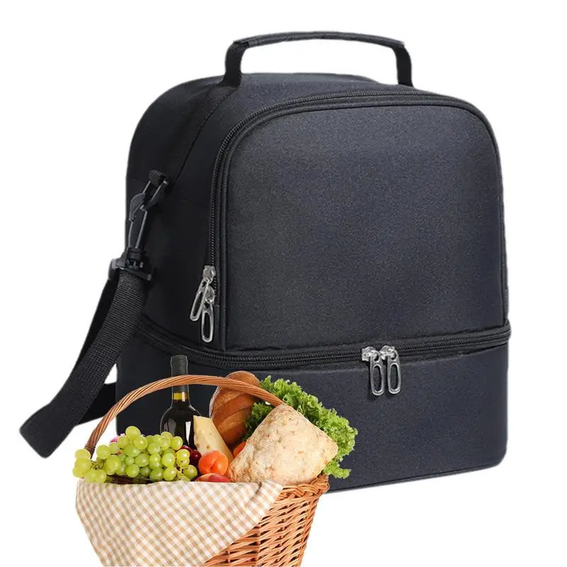 Ship from US Camping Cooler Bag Insulated Snack Pouch Beach Lunch Can With Shoulder Strap Portable Large Capacity BagWith 250227FBB