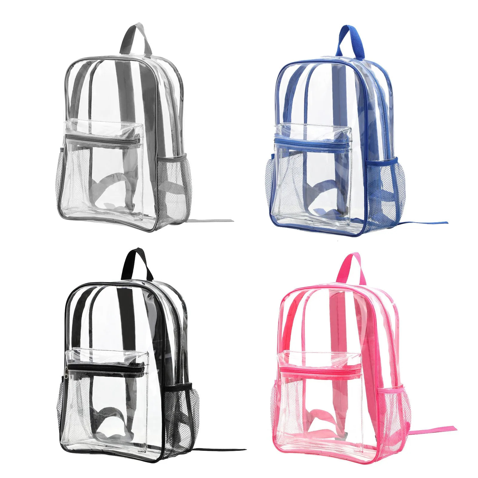 Ship from US Heavy duty transparent fashionable youth backpack suitable for girls travel can be viewed through backpacks in multiple colors 250227FBB