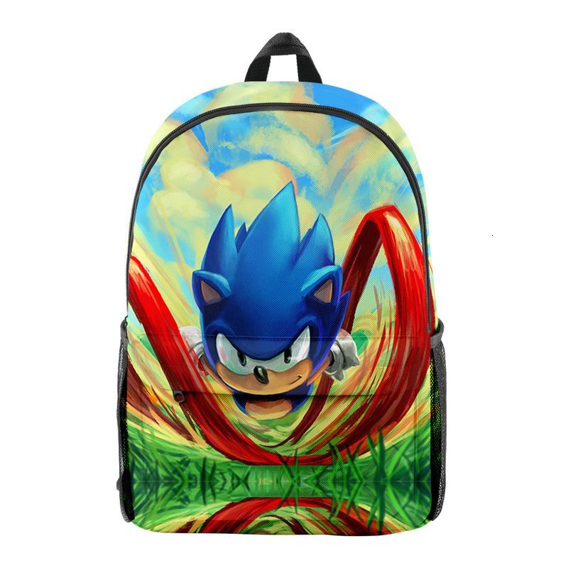Sonic Cartoon Backpack School Bag for Kids Anime Print