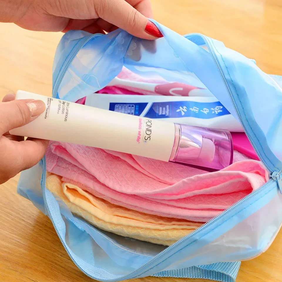 Ship from US 5 color waterproof PVC cosmetic women transparent organizer Makeup pouch compression Travelling Bath bags 250227FBB