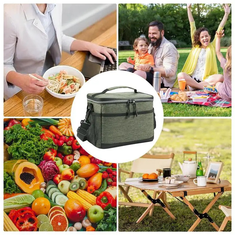 Ship from US Portable leakproof insulated bag Large capacity lunch Outdoor refrigerated Adjustable shoulder strap 250227FBB