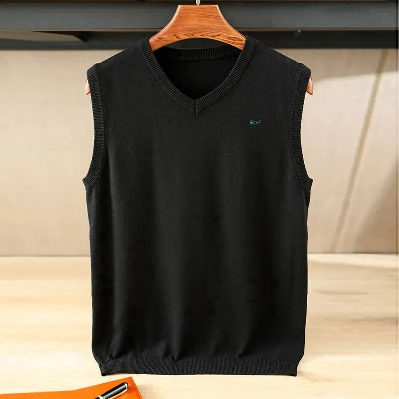 Cashmere Cotton Mens Pullover Vneck Solid Color Sweater Vests Autumn Winter Casual Wool For Men M5XL 250225