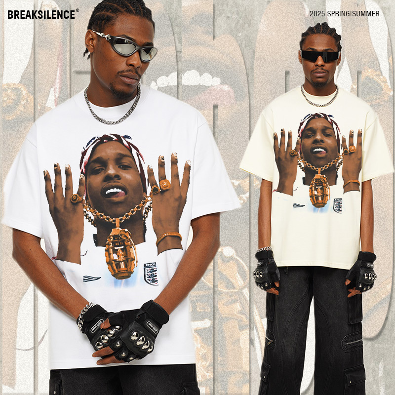 Asaprocky Fashion Brand Pure Cotton T-shirt With American Print, Men's Short Sleeved Designer Trend, Versatile And Free Shipping For Summer 2025