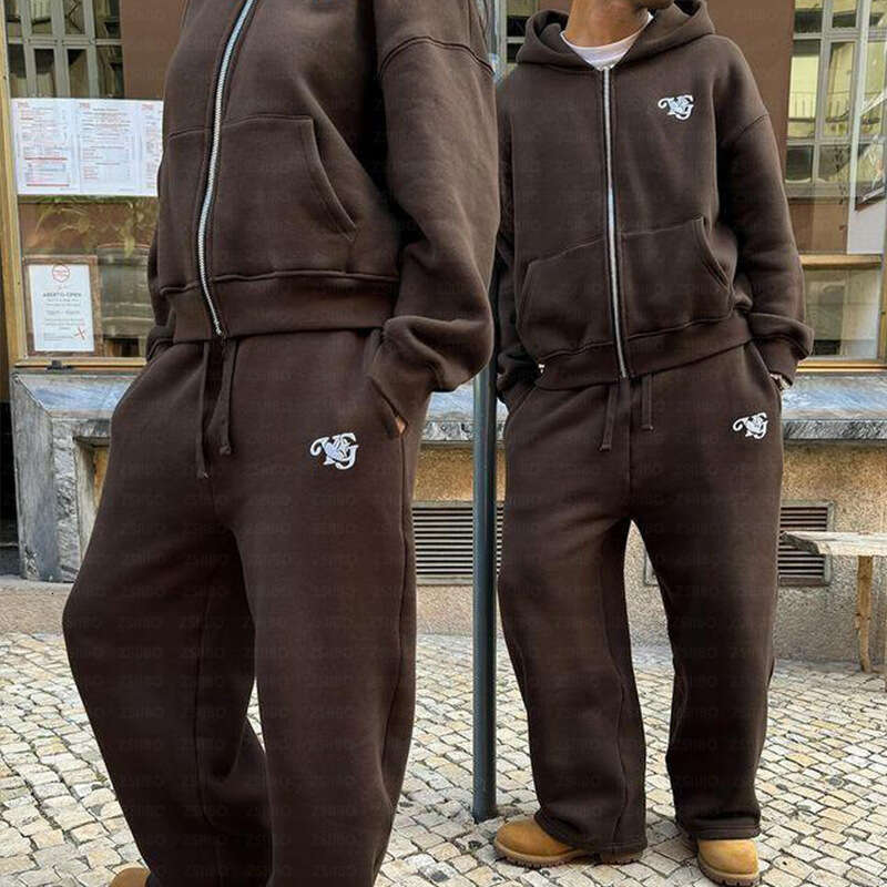 Autumn/Winter Season Y2K Loose Casual Embroidered Zipper Sports Hoodie for Men and Women Couples