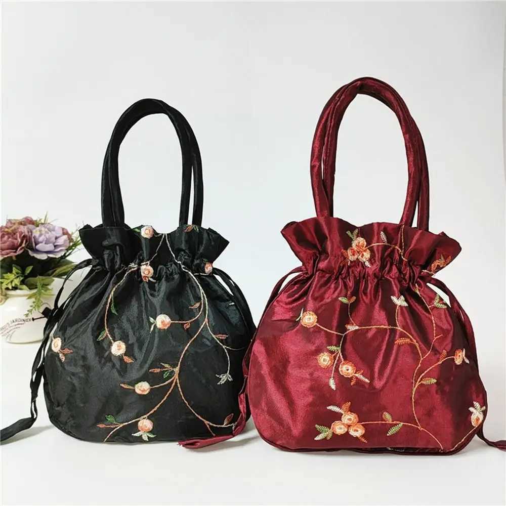 Embroidery Silk Drstring Handbag Womens Wallet Jewelry Packaging Storage Bucket Bag Hanfu AccessoriesXJ250227