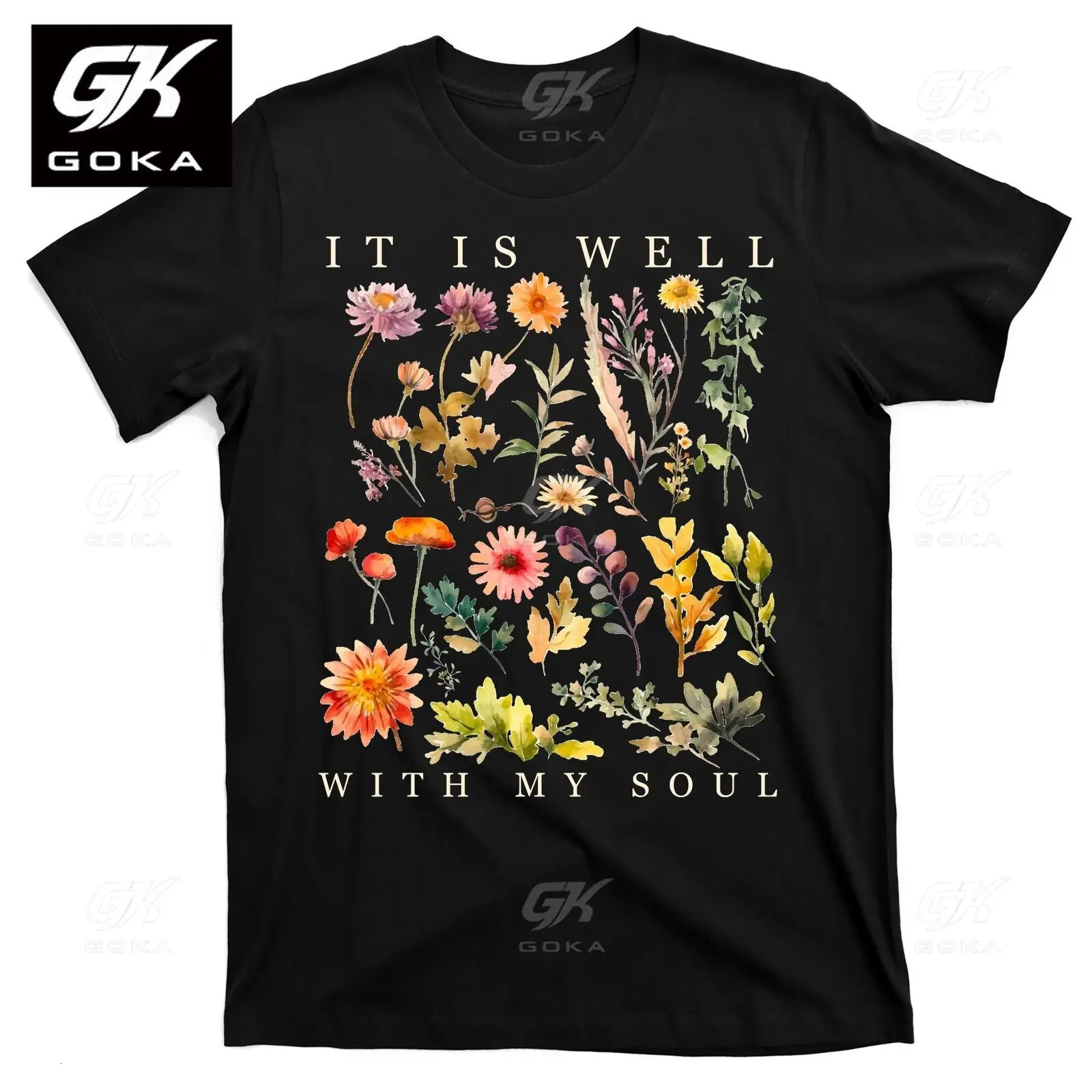 Vintage Boho It Is Well with My Soul Floral Wild Flowers T-Shirt Graphic Printed T Shirts Clothing Cotton Tee Women Vintage Tops 250227