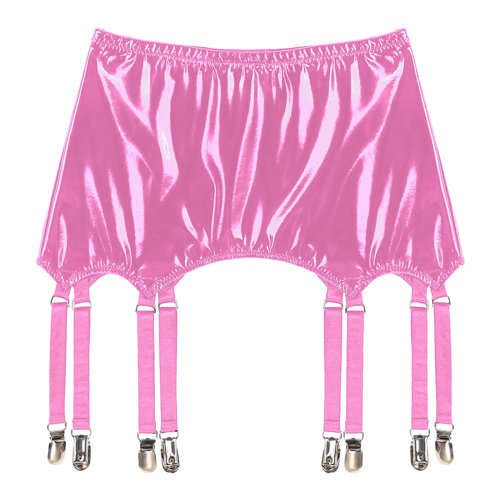 Womens Patent Leather Garters with Metal Clips Underwear Nightclub Rave Party Pole Dancing Stage Performance Costume Nightwear 250227
