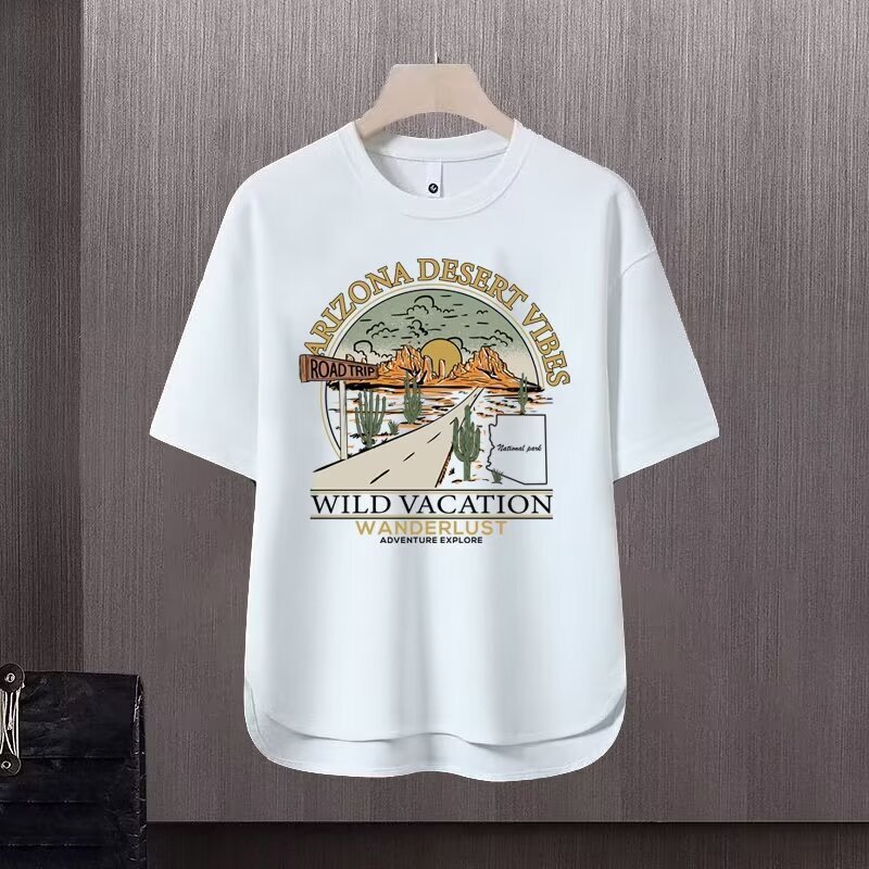 2025 new short sleeved T-shirt men's ins trendy brand hip-hop style round neck base shirt top summer
