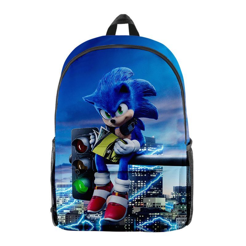 Sonic Cartoon Backpack School Bag for Kids Anime Print