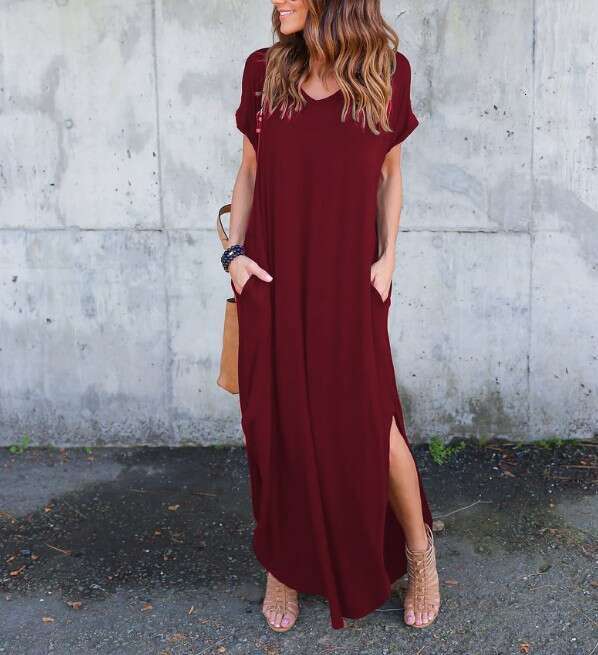 2025bay hot item extra long plus fat MM loose pocket dress 24 colors 9 sizes 2025 new casual fashion trend clothing