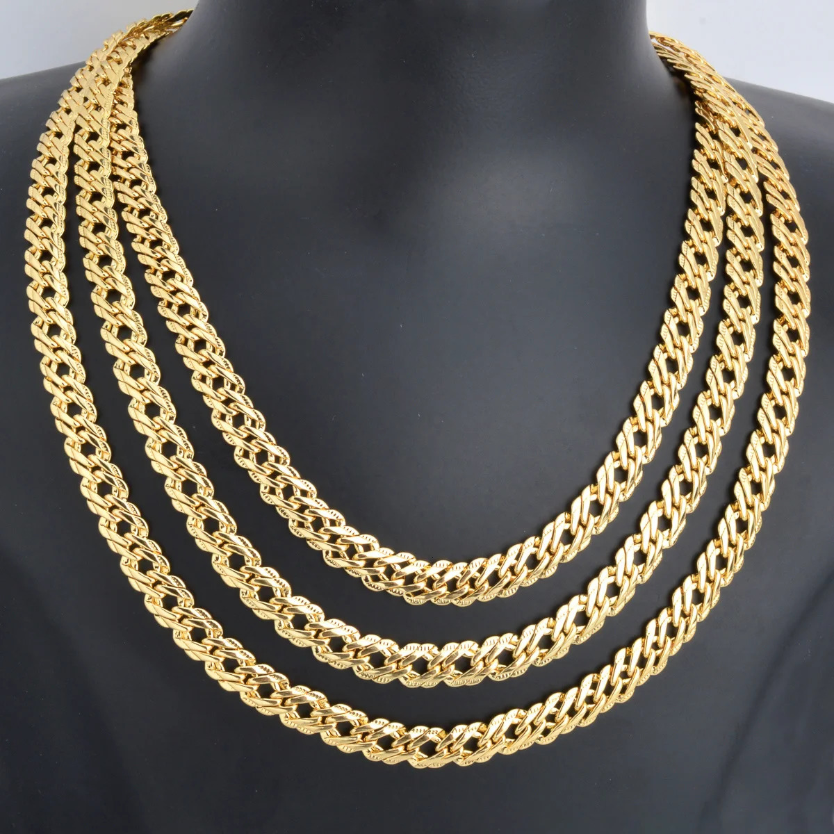 Hiphop Punk Curb Cuban Men Chains Gold Color Italian Copper Necklace Fashion Wedding Party Jewelry Accessories 250227