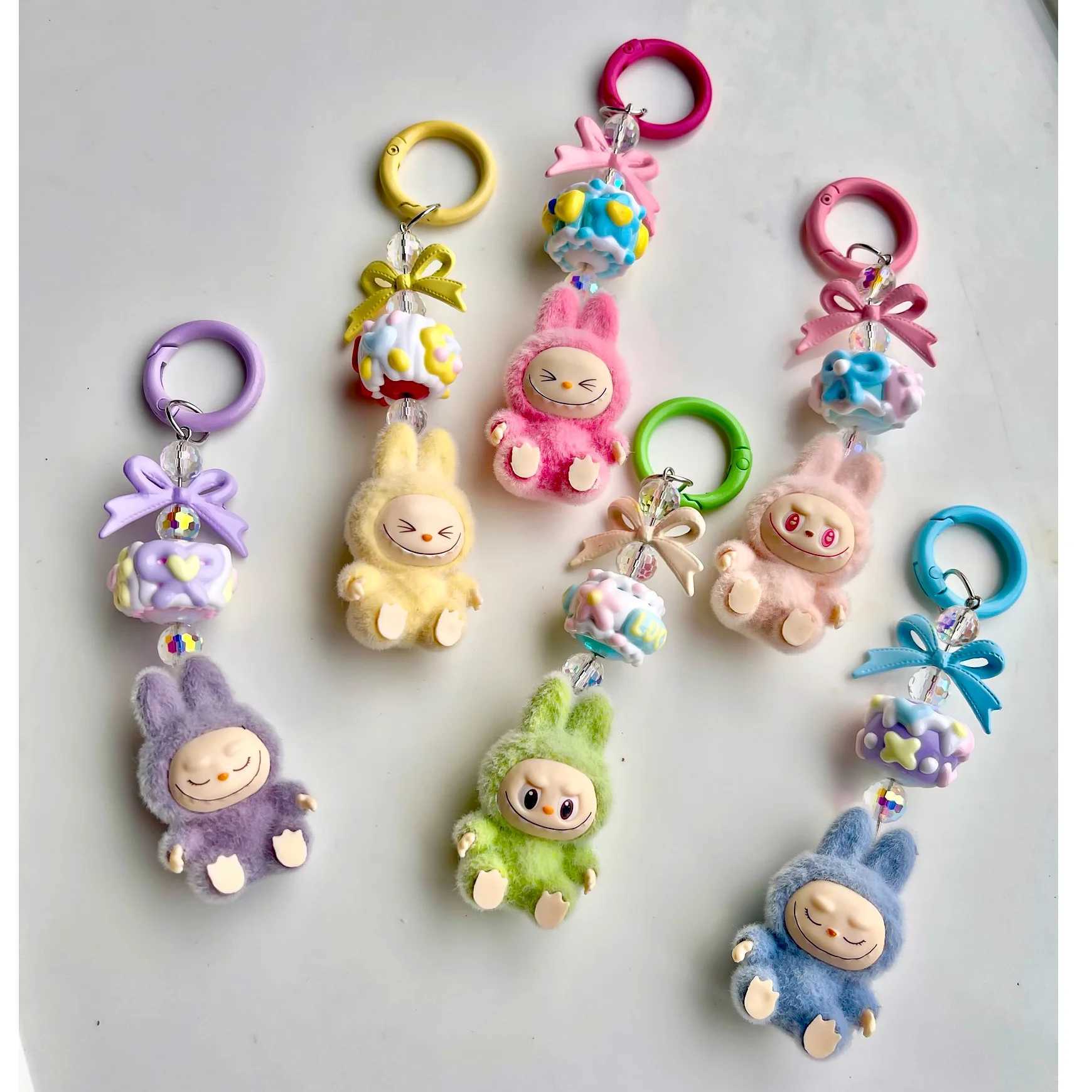 New Labubu Keychain Creative Three-dimensional Doll Students Schoolbag Pendant Car Key Chain Women and Men Gifts Z250227