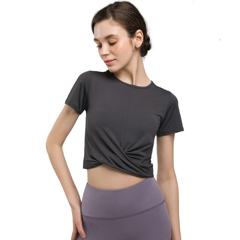 Sports cover up, summer yoga top, running speed drying short sleeved T-shirt, fashionable fiess clothing, women's 2025 new casual fashion trend c