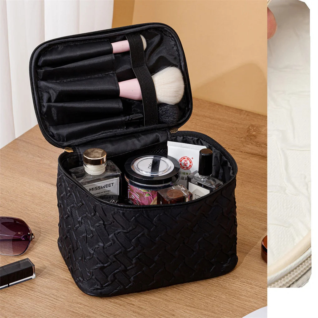 Ship from US Premium Large capacity Portable Travel Makeup Bag Multifunctional Cosmetic Organizer Stainresistant Handheld Square 250227FBB