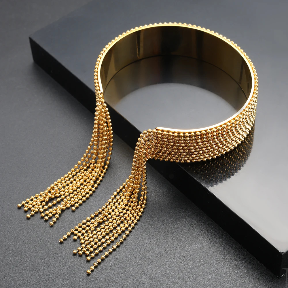 JOVO LOVE Adjustable Steel Beads Fringe Bangle Bracelet for Women Stainless Steel Waterproof Charm Jewelry Daily Accessories 250227