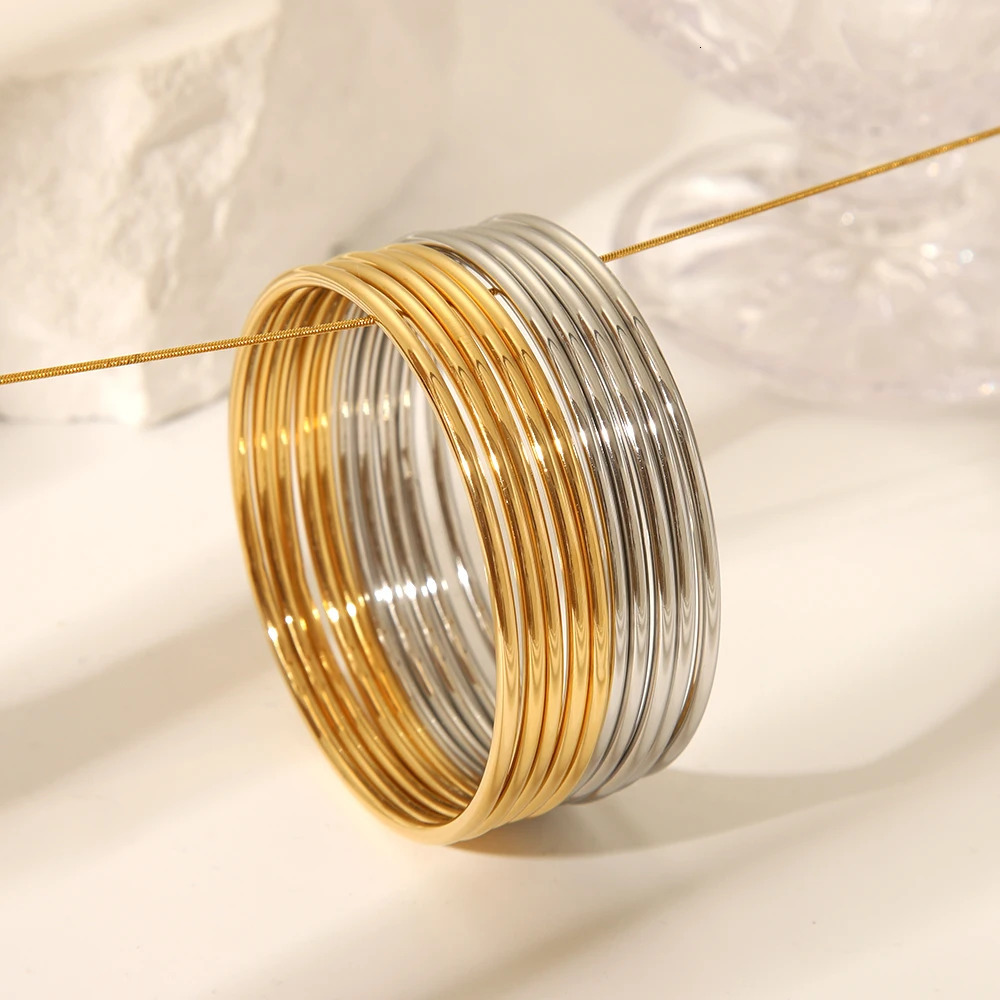 5pcs 2.3mm Dainty Thin 2.3mm Round Bangles Gold Color Bracelets Minimalism Women Jewelry 250227