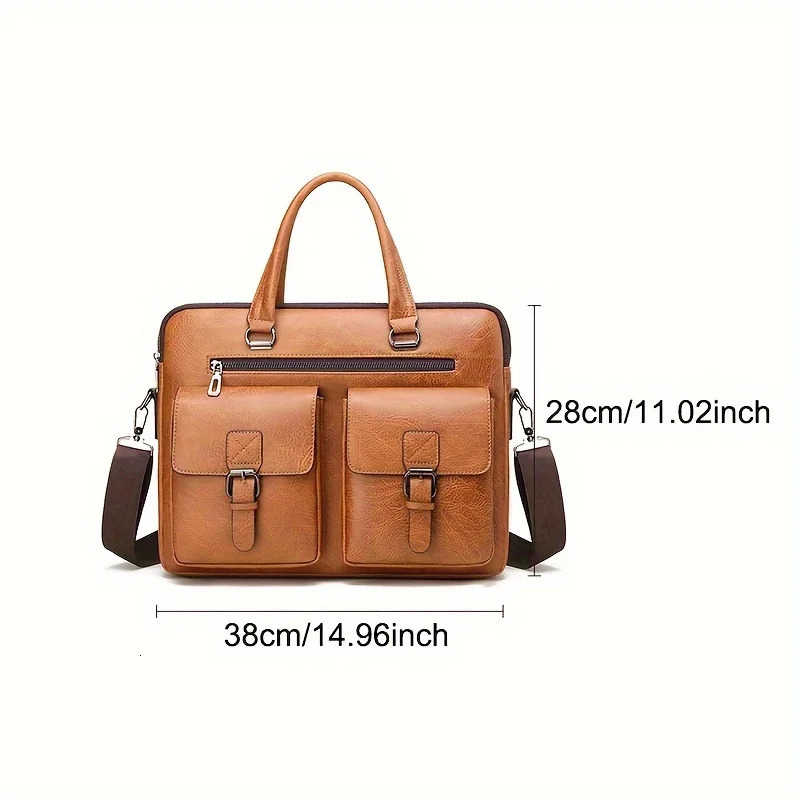 Ship from US Large capacity business handbag PU leather briefcase 250227FBB