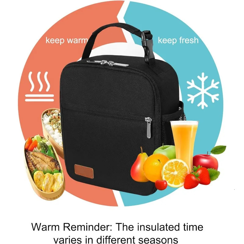 Ship from US Lunch Box for Men Women Durable Bag Adults Reusable Small Lunchbox Black 250227FBB