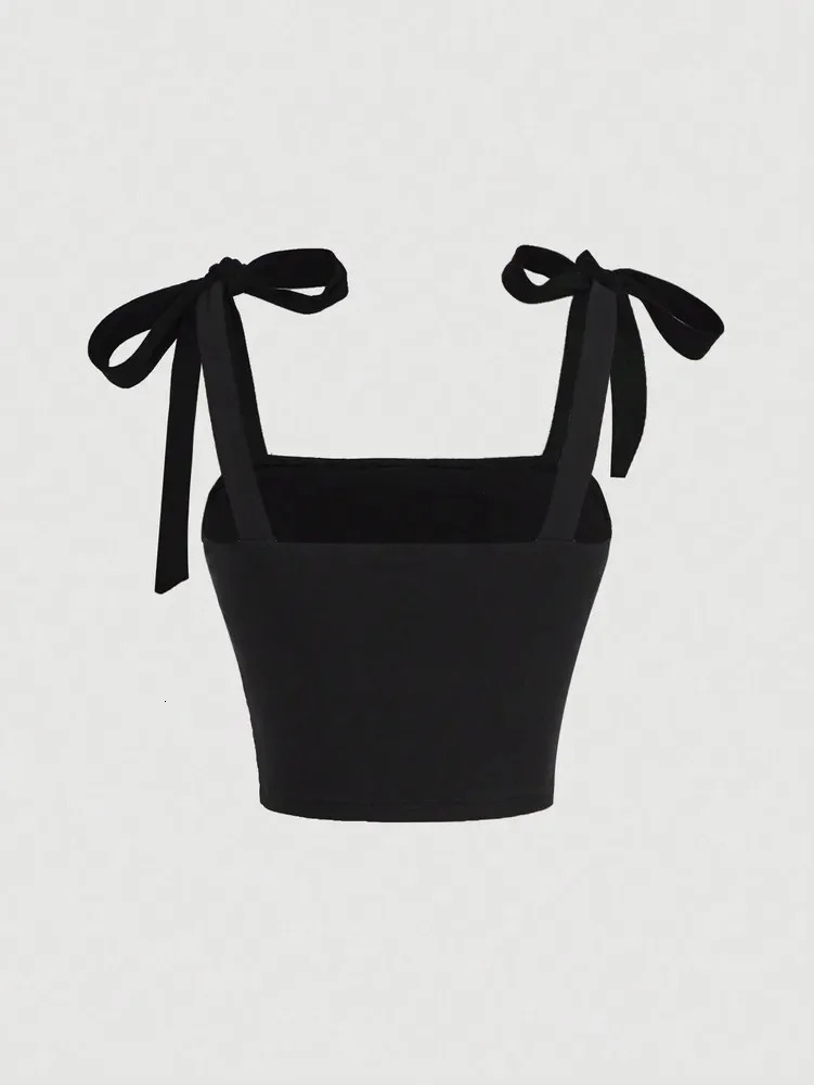 Solid Tie Shoulder Ruched Wide Strap Slim Fit Crop Top for Women Summer Y2K Clothes Pink Backless Cami Top Streetwear 250226