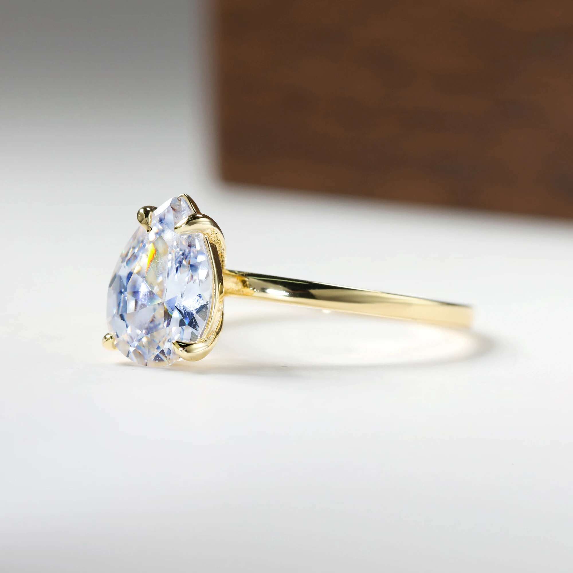 Waterdrop Sterg Sier 1ct-3ct Moissanite Engagement Ring for Woman D Color VVS1 14K Gold Plated Gifts with Certificate