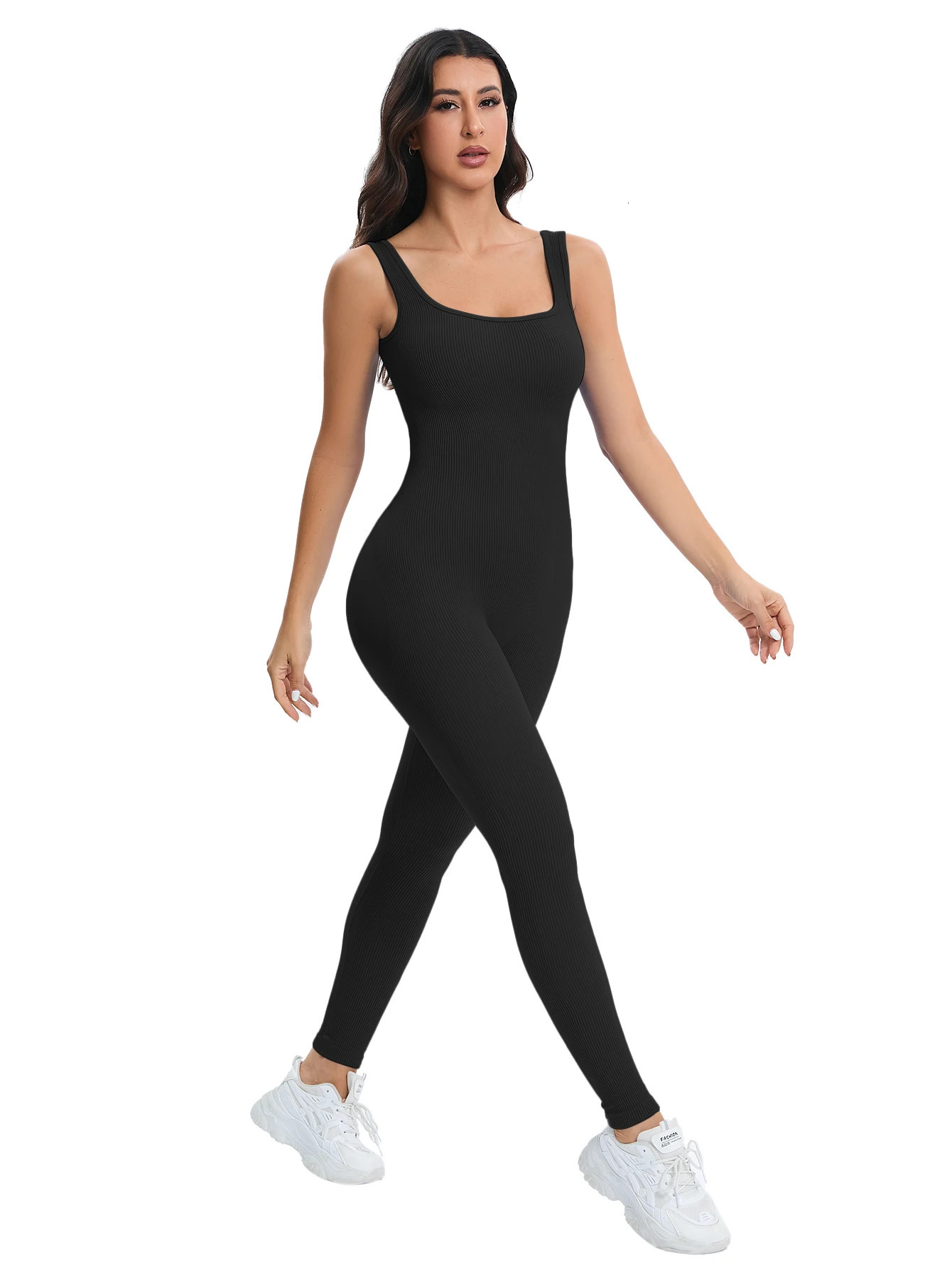 Shapewear Jumpsuits for Women BuiltIn Bra Bodycon Square Neck Sleeveless Summer Rompers Ribbed Jumpsuit 250227