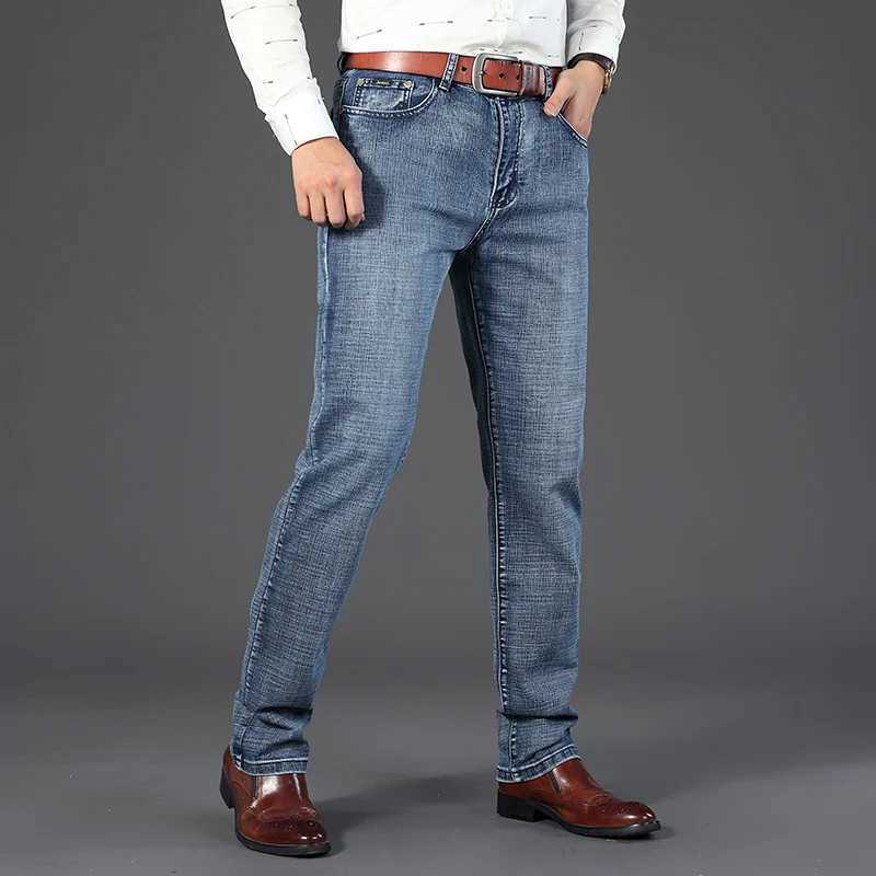 Wthinlee Mens Casual Business Straight Stretch Jeans Fashion Classic Blue Gray Black Work Denim Trousers Male Brand Clothing X250227