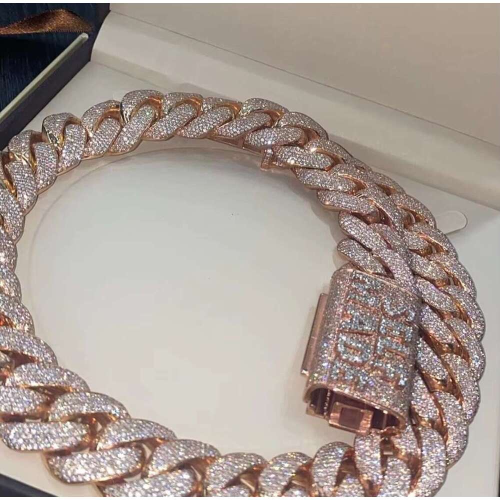 13Mm Vvs1 Moissanite Ice K Chain Necklace Sier Hip Hop Chains Miami Cuban Style Gift For Him