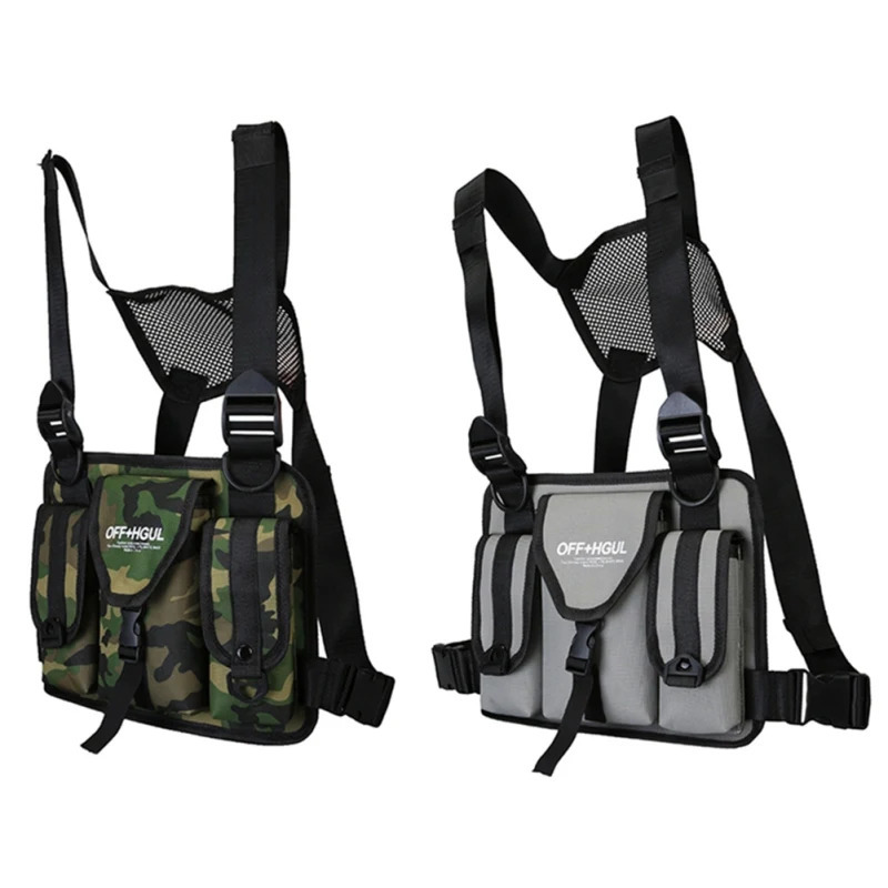Ship from US 1Pc Men Women Chest Rig Bag Reflective Vest Functional Harness Front Waist Pouch Backpack Hip Hop Adjustable 250227FBB
