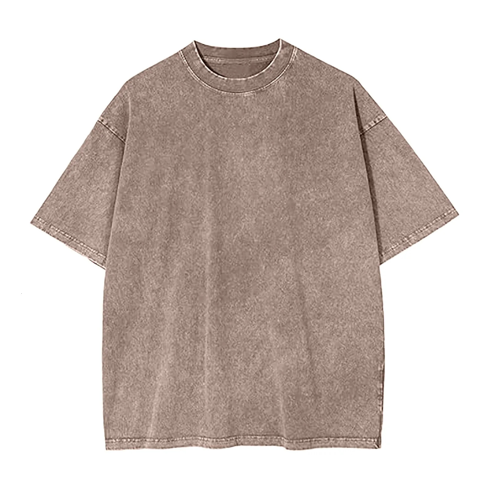 Mens washing and wearing Tshirt fashionable cotton heavyduty wax printing retro snowflake loose sleeves oversized shirt mens 250226