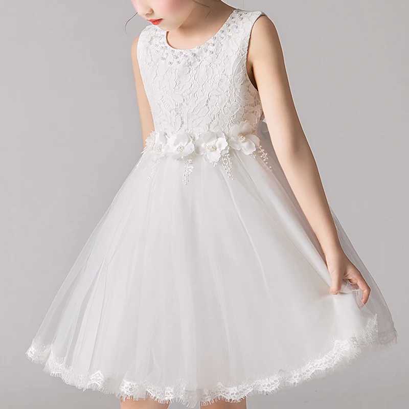 Girl's Dresses Kids Girls Dress Wedding Party Clothes Flower Beading Gown Princess Summer Girls Frock Costumes Childrens Elegant Dress Y250227D8Y
