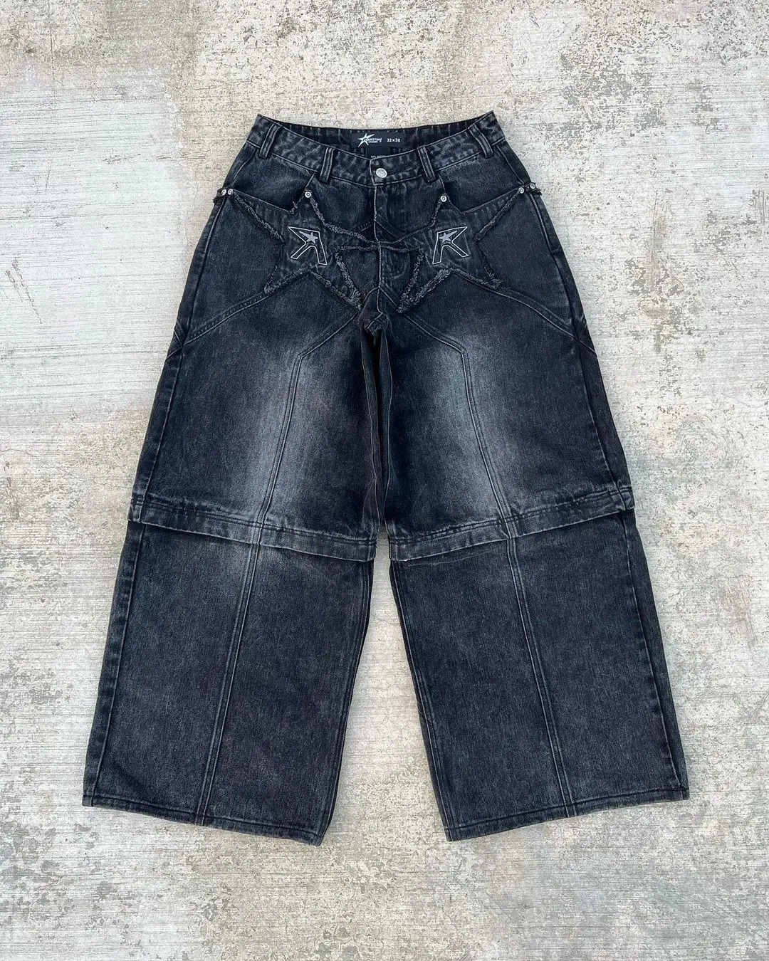 High Street Gothic Punk Dark Trousers Y2K Harajuku Retro Washed Distressed Baggy Jeans Men Fashion Straight Leg Pants 250227
