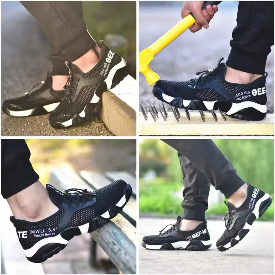 Work Sneakers Men Safety Shoes Construction Steel Toe Work Shoes Safety Boots Men Shoes Anti-puncture Working Summer 250226