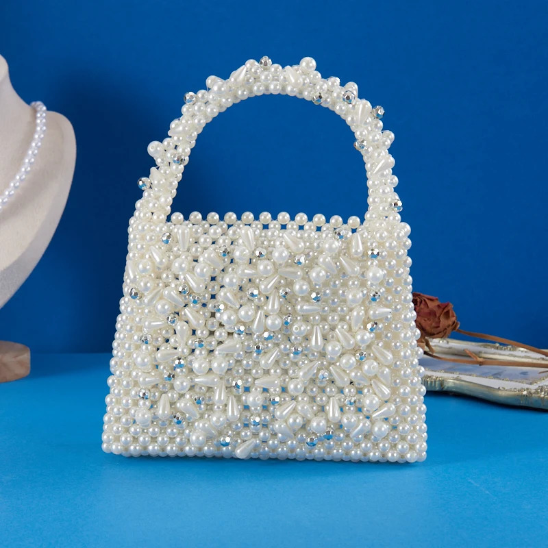 Creative n Drip Pearl Handmade Weaving Dinner Bag Jewelry Storage Handbag Wedding Party Night 250226