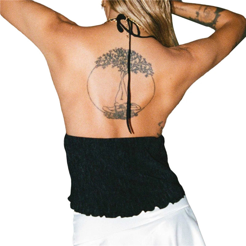 Sexy Summer Cami Top Bowknot LaceUp Sleeveless Cropped Vest Elegant Youth Clothes Women Fashion Off Shoulder 250227