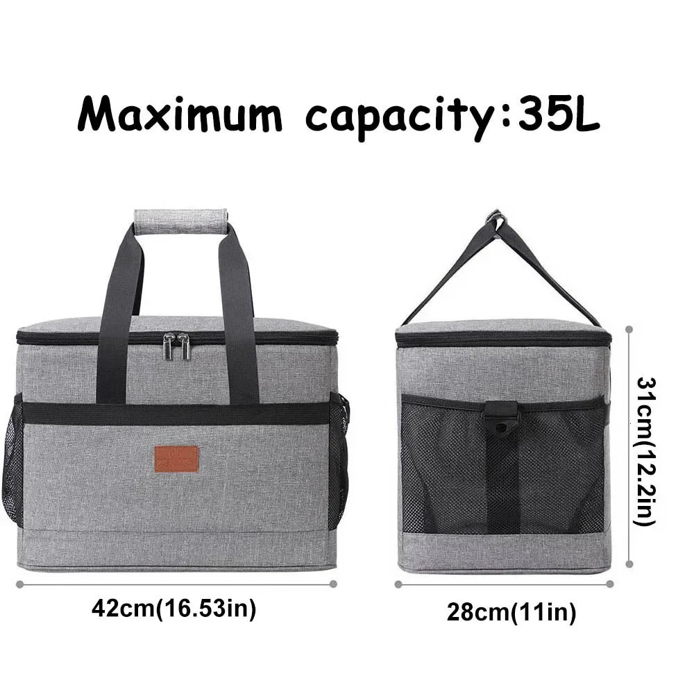 Ship from US 35L Large Capacity Collapsible Cooler Bag Insulated Picnic Lunch Box Cooling for Outdoor Travel Camping BBQ Family Party 250227FBB