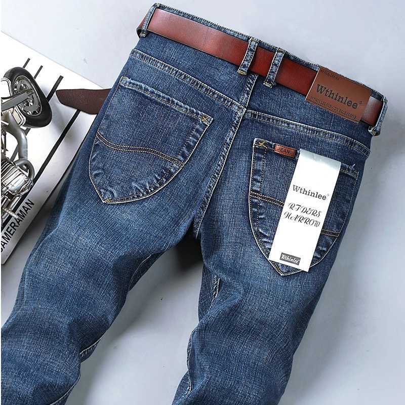 Top Brand Washed Jeans Trousers Four Season Mens High Quality Jeans Business Casual High Waist Denim Pants X250227