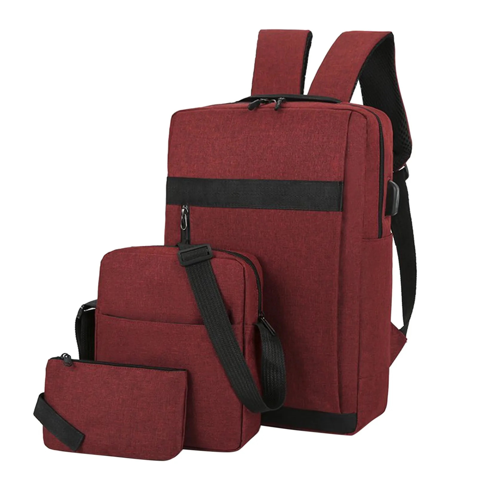 Ship from US Men Backpack Three Piece Solid Color Outdoor Bag Computer Business Shoulder Water Proof Casual Snowboard for 250227FBB