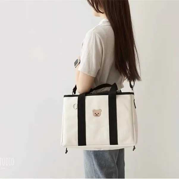 Diaper Bags Korean ins style cartoon cute bear mommy bag is for going out multi-functional portable shoulder bag storage bag mommy bag. Y250227IR83