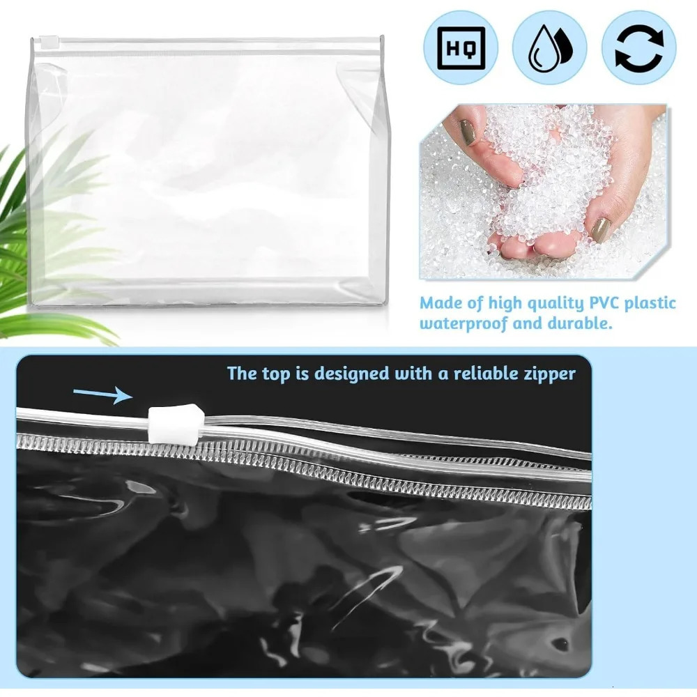 Ship from US Mini transparent makeup bag tissue small waterproof zipper plastic cosmetic 250227FBB
