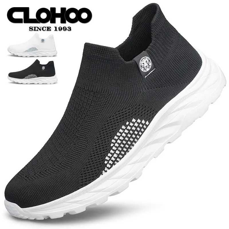 CLOHOO Mens Running Shoes Thin Mesh Breathable Slip-On Sports Sneakers Casual One-Step Socks Design for Comfort Z250227