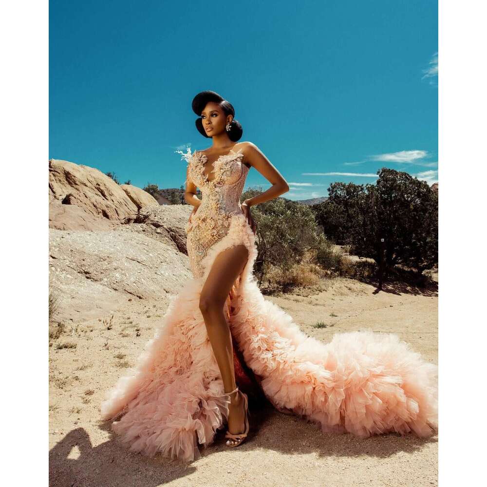 Mermaid Dresses with Lace and Tulle Beads, Side Split in Layers, Bridal Dress, 3D Appliques, Sweetheart, Fashion