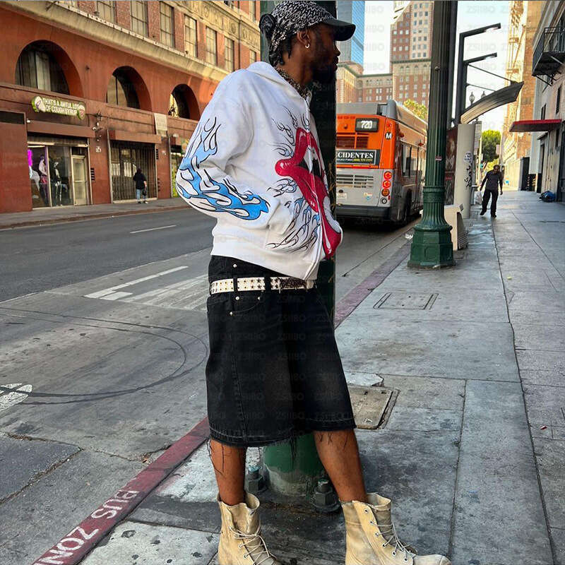 Autumn winter niche lazy funny abstract trendy brand loose zipper long sleeved top hoodie hooded cardigan men's and women's jacket