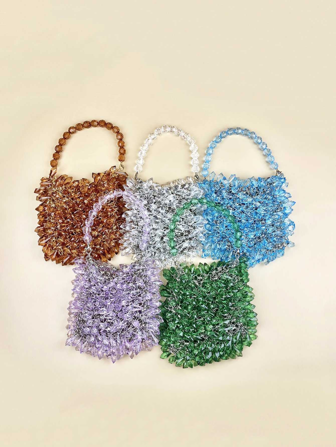 Small and Handmade Acrylic Solid Color Beads Womens Handheld Water Drop Bag Fiable and Elegant Dinner BagXJ250227