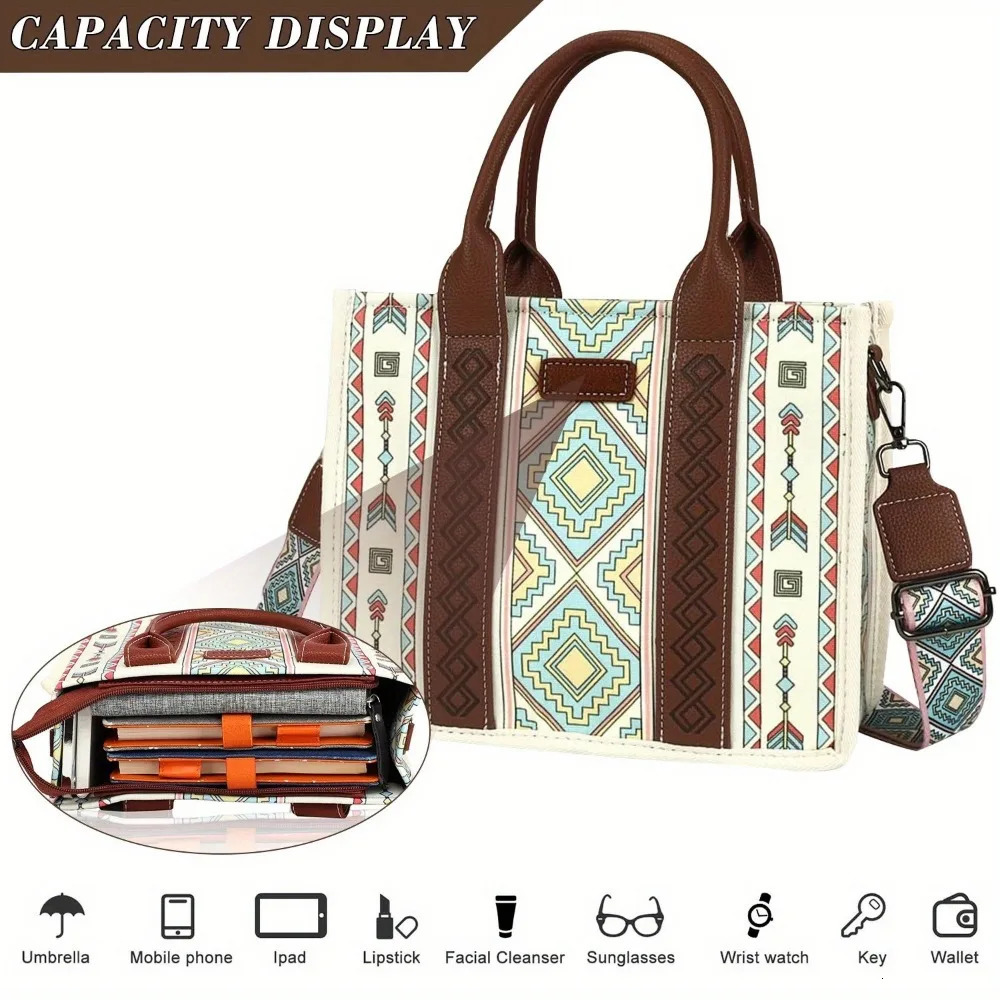 Ship from US Womens Boho 3piece Tote Set LightweightChristmas Gifts and Versatile Bag with Adjustable Straps for Everyday Use 250227FBB