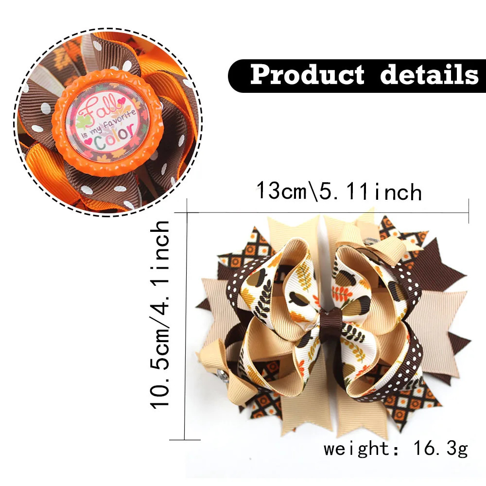Free delivery of 30 autumn pumpkin hair bow clips maple leaf hair clips childrens and girls hair accessories 250227