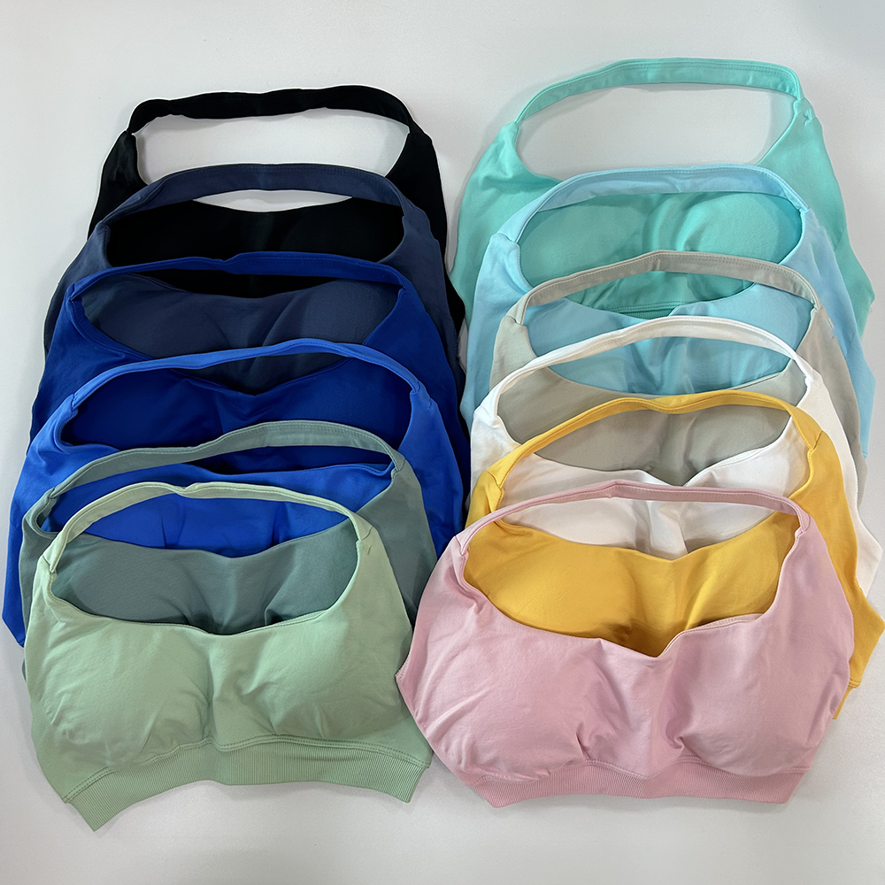 Sport 2 Pieces Seamless Yoga Set Halter Bra Top High Waist Workout Scrunch Shorts Summer Fiess Clothes Gym Suit Outfit Active Wear