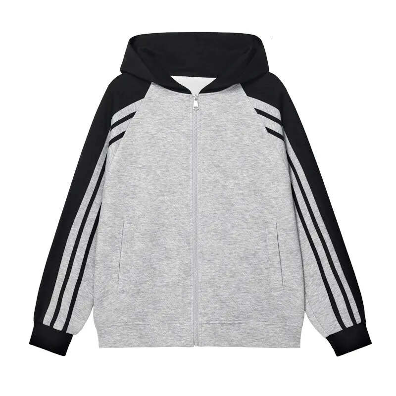 PFHQ Spring Cardigan Sweatshirt Contrast Color With Hat Long Sleeve Casual Male Tops Korea Fashion 21E1161 250226