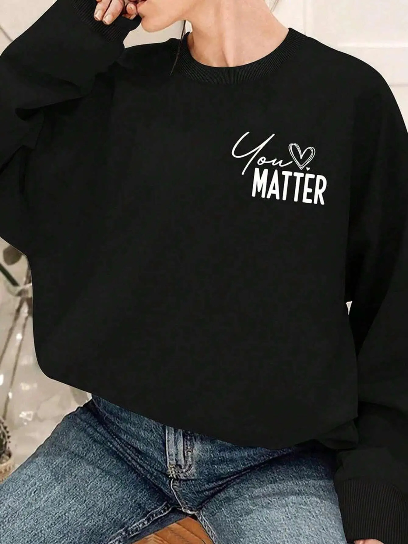 Casual Women Sweatshirt You Are Amazing Beautiful And Enough Letter Print Pullover Warm Soft Hoody Loose Crewneck Fleece Clothes 250227