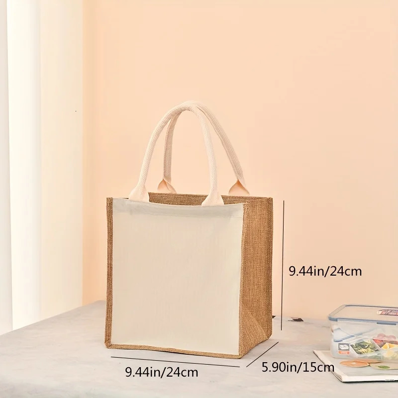 Ship from US Solid color zipper canvas ladies tote bag large capacity handheld faux linen storage portable travel handbag 250227FBB