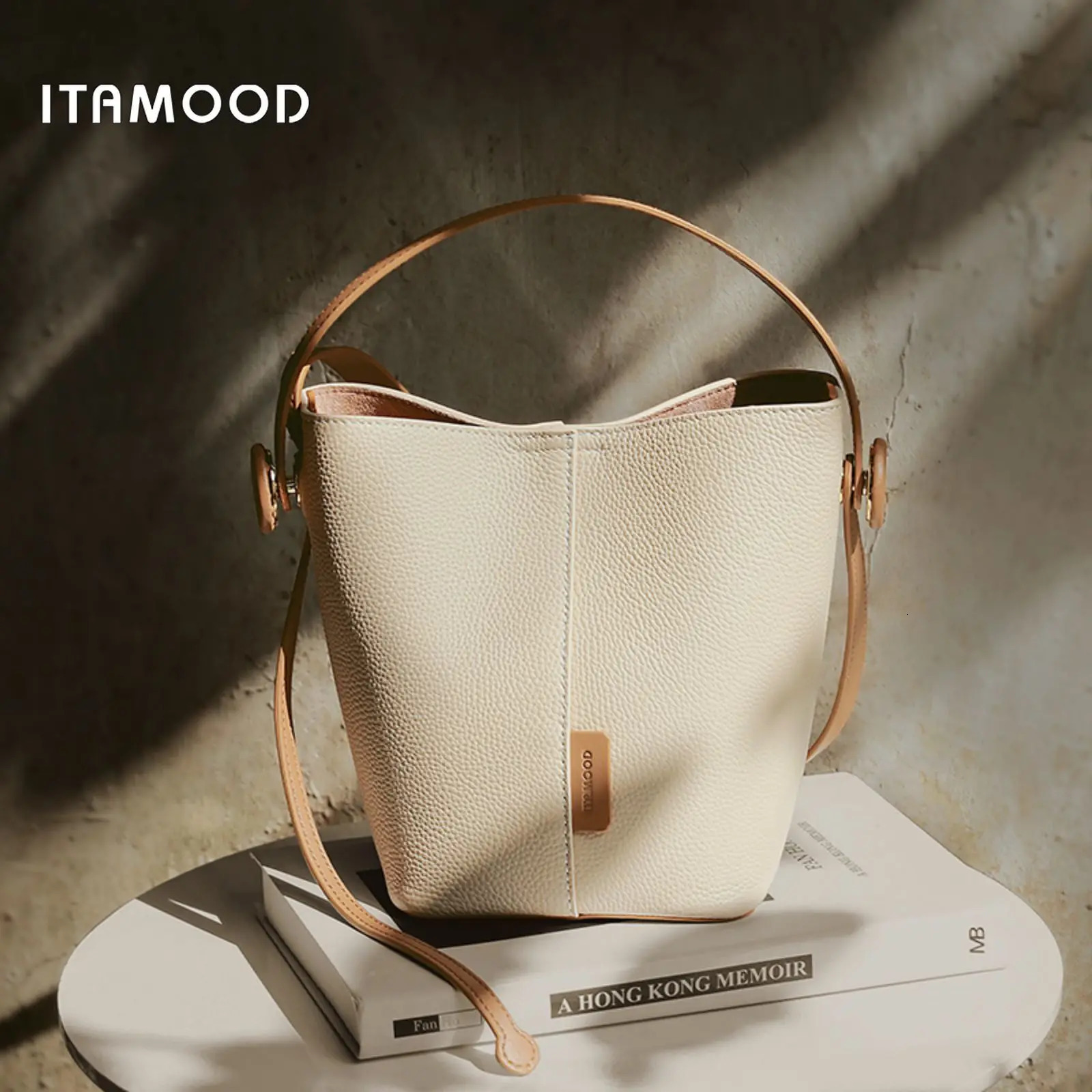 Ship from US ITAMOOD Genuine Leather Bucket Bag Women Shoulder Purses Vintage Minimalist and Versatile Handbag Valentines Day Gift 250227FBB